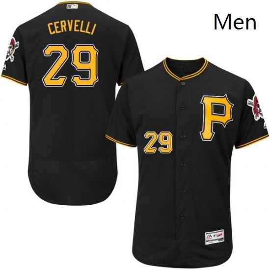 Mens Majestic Pittsburgh Pirates 29 Francisco Cervelli Black Alternate Flex Base Authentic Collection MLB Jersey